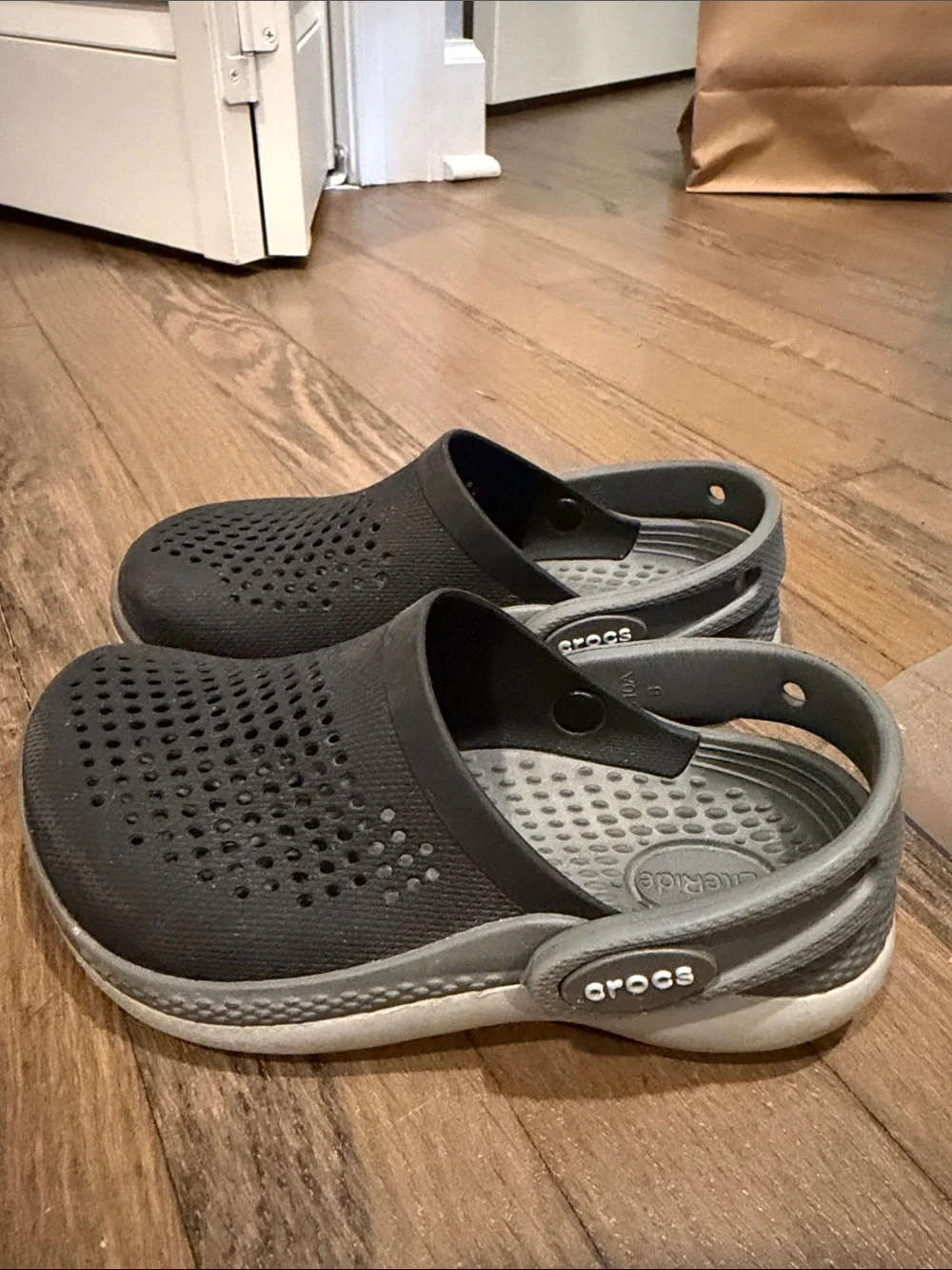 CROCS Kids Black and Gray Slip-On Clog